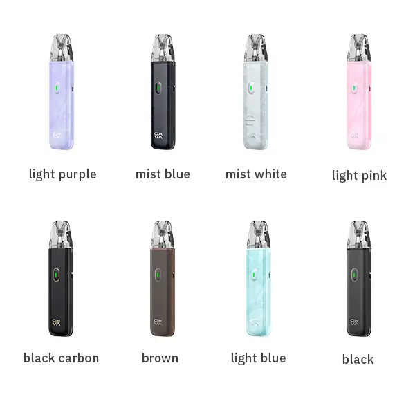 Oxva Xlim Go Lite Pod Kit in 8 Farbvarianten: Hellviolett, Nebelblau, Nebelweiß, Hellrosa, Schwarz-Carbon, Braun, Hellblau und Schwarz