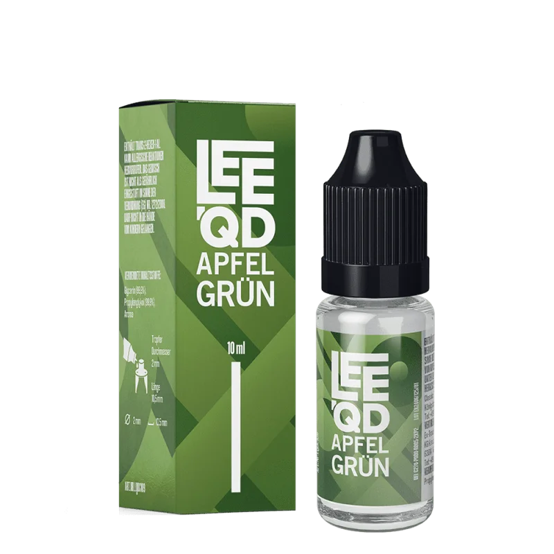 LEEQD Fruit Apfel grün 10ml Liquid – grüne Verpackung und Flasche, klare Produktansicht ohne Overlays