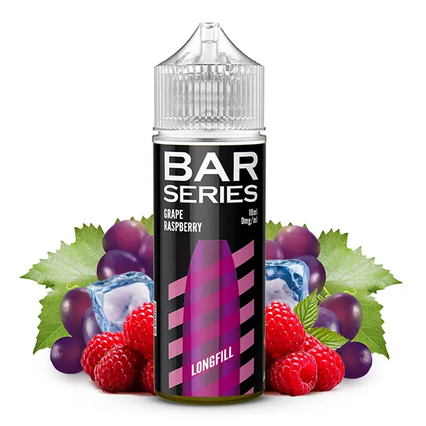 Vampire Vape Bar Series Grape Raspberry Longfill, lila Flasche mit Trauben und Himbeeren, Frontansicht