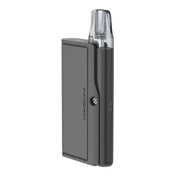 Innokin EZ Leva Combo Kit in Dunkelgrau, kompaktes Pod-System mit aufgestecktem Kartuschenaufsatz