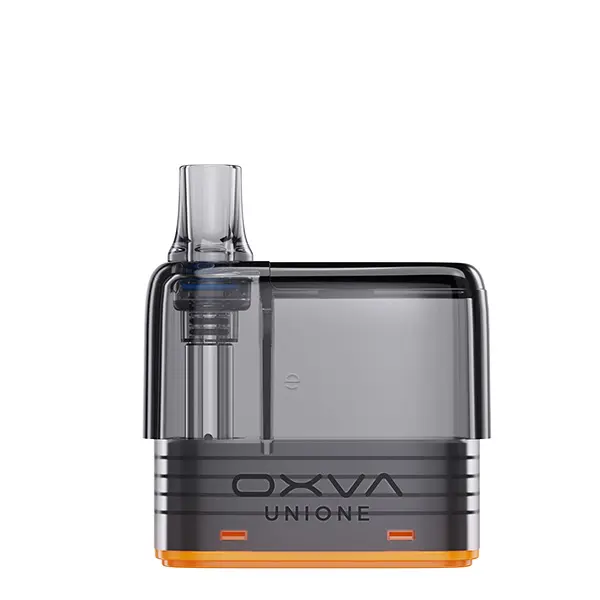 Oxva Unione Ersatz-Pod in Grau-Transparent mit OXVA UNIONE-Schriftzug und orangem Bodenstreifen