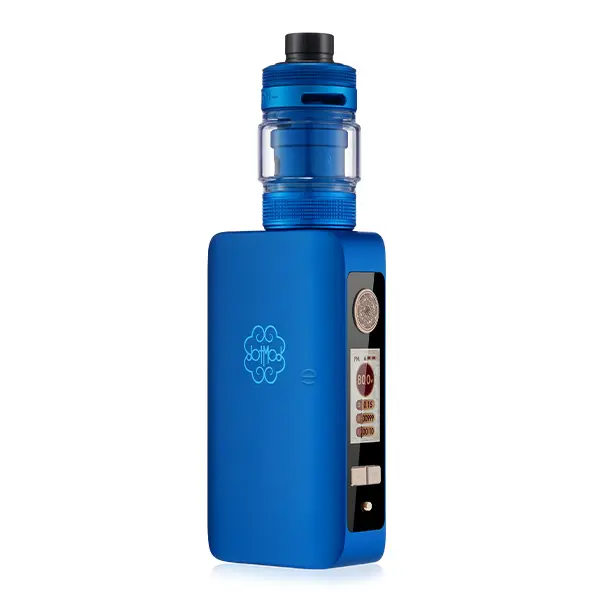 DotMod dotBox 220W V2 Kit in Royal Blue – Box-Mod mit Verdampfer, seitliche Frontansicht