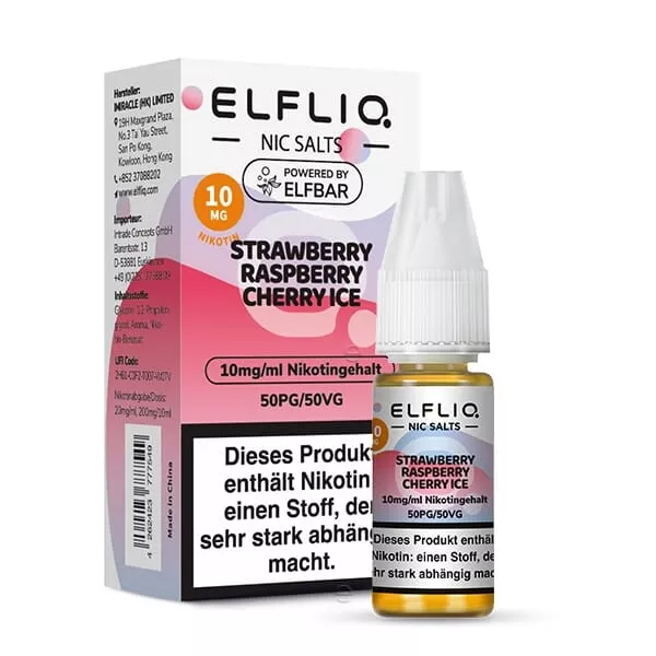 Elfliq Strawberry Raspberry Cherry Ice - 10ml Nikotinsalz-Liquid Elfliq Strawberry Raspberry Cherry Ice - 10ml Nikotinsalz-Liquid