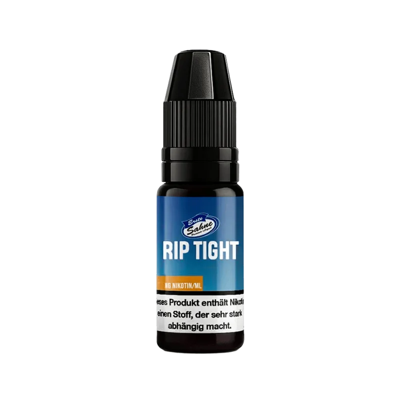 Erste Sahne Rip Tight 10ml Liquid – 10ml-Flasche mit dunkelblauem Etikett und orangefarbenem Akzent
