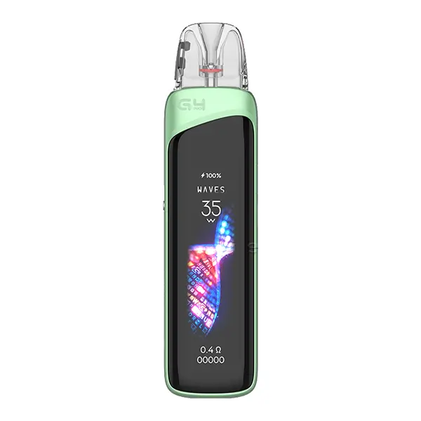 Uwell Caliburn G4 Pro Pod Kit in Mintgrün mit OLED-Display und transparentem Pod, Frontansicht