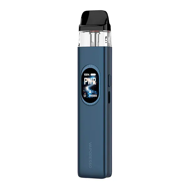 Vaporesso XROS 6 Pod Kit in Blau mit OLED-Display, schlankes Pod-System Seitenansicht