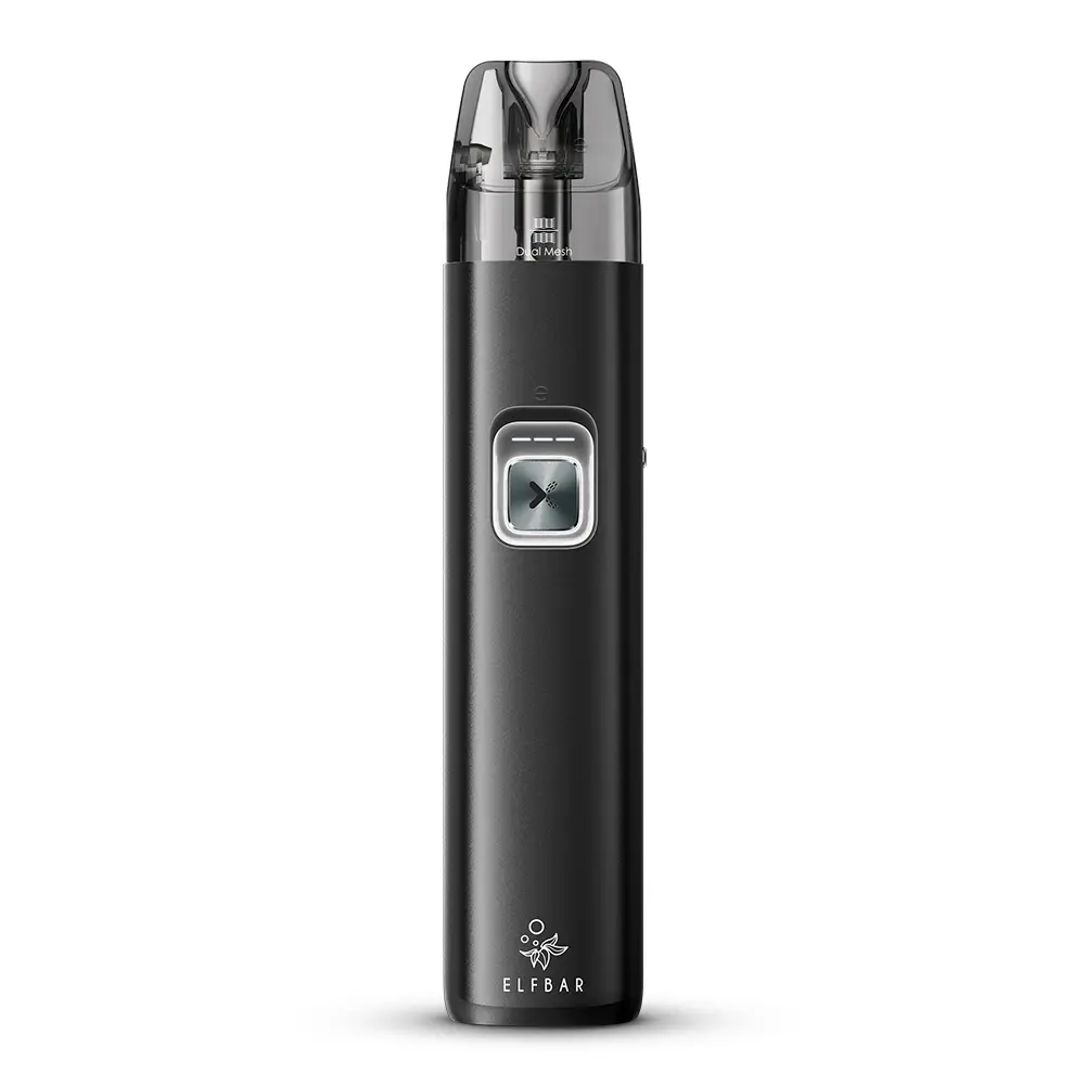 Elfbar ELFX 2 Refillable Kit in Schwarz, schlankes Pod-System mit transparentem Tank, Freisteller