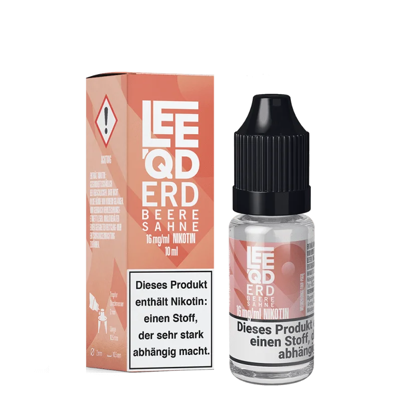 LEEQD Crazy Erdbeere Sahne 10ml Liquid – lachsfarbene Schachtel und 10ml Flasche im Set