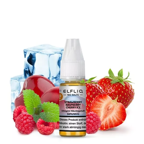 Elfliq Strawberry Raspberry Cherry Ice - 10ml Nikotinsalz-Liquid Elfliq Strawberry Raspberry Cherry Ice - 10ml Nikotinsalz-Liquid