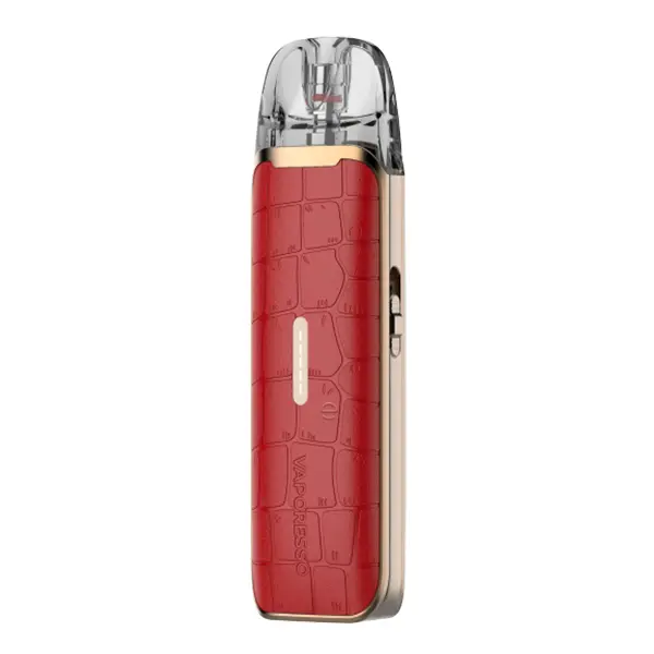 Vaporesso Luxe Q3 Pod Kit in Rot mit Krokodilleder-Optik und transparentem Pod, Frontansicht