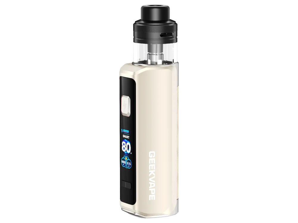 GeekVape Aegis Force E-Zigaretten Set in Weiß, Box-Mod mit aufgesetztem Tank, Frontansicht