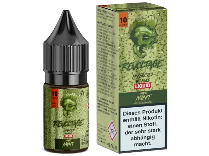 Revoltage Magic Mint 10ml Hybrid-Nikotinsalz-Liquid – Flasche mit grüner Verpackung, nikotinhaltige Variante