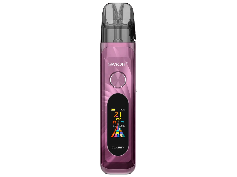 Smok Novo Classy Pod-Kit in Lila-Pink, Vorderansicht mit farbigem Display