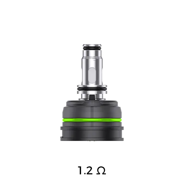 Uwell Crown Nano Verdampferkopf 1,2 Ohm, schwarzer Coil mit grünem Ring, Frontansicht