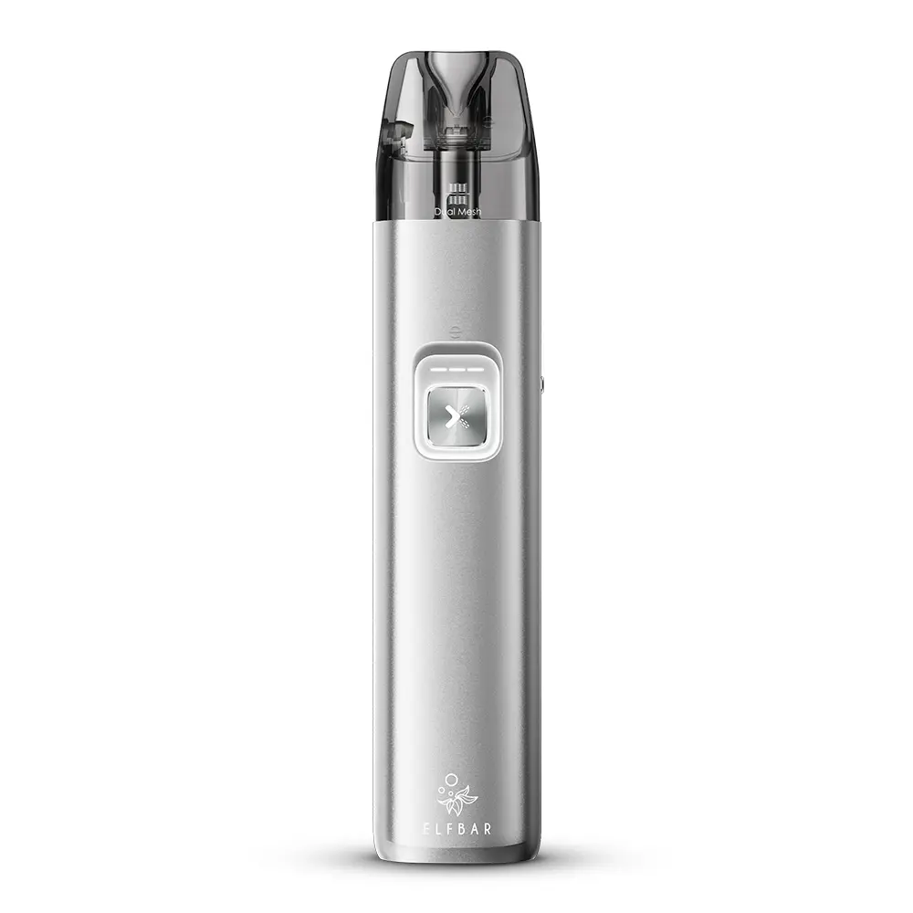 Elfbar ELFX 2 Refillable Kit silberfarbenes Pod-Gerät Einzelansicht ohne Verpackung