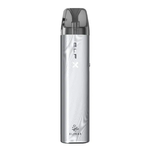 Elfbar ELFX Refillable Kit Pod-System in Silver, schlankes Design mit mattem Finish, Frontansicht