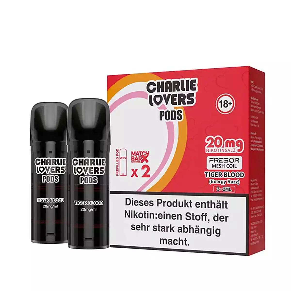 2x Charlie Lovers - Prefilled Pod - Tiger Blood