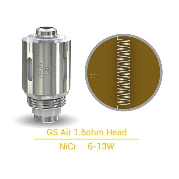 Eleaf GS Air 1,6 Ohm Verdampferkopf mit NiCr-Wicklung und Coil-Detailansicht, 6–13W