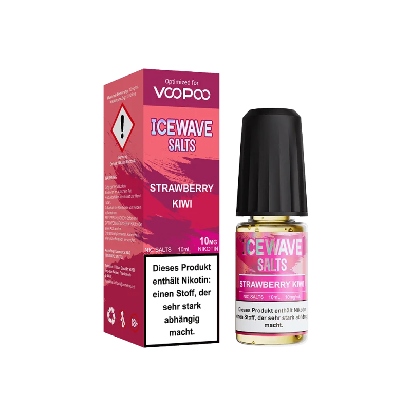 WAV304_800x800.png?ts=1763551968 Icewave Salts Strawberry Kiwi 10ml Nikotinsalz-Liquid – pinkfarbene Verpackung mit Flasche, Frontansicht