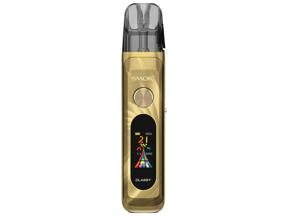 Smok Novo Classy Pod-System in Gold mit buntem Farbdisplay, Frontansicht