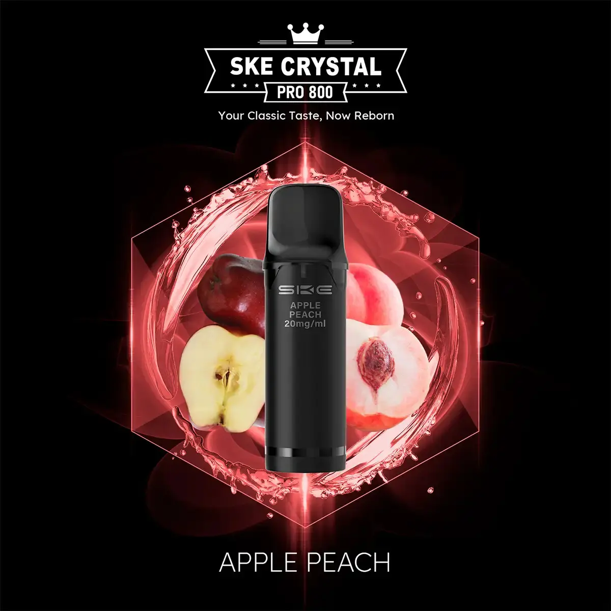 2x SKE - Crystal 800 Pro Prefilled Pod - Apple Peach