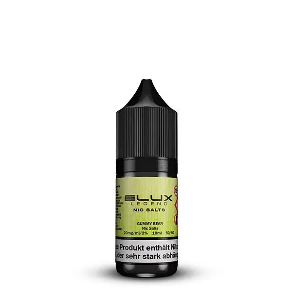 Elux Gummy Bear Nikotinsalz-Liquid 10ml Flasche mit gelbgrünem Etikett