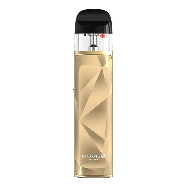 Smok Novo 6 Ultra Pod Kit in Gold mit Rautenmuster, seitliche Schrägansicht