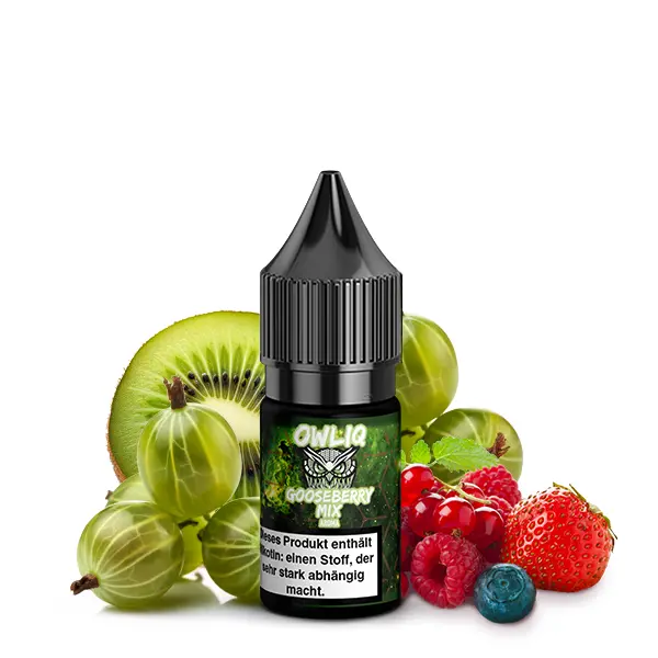 Owliq Gooseberry Mix Nikotinsalz-Liquid 10ml Flasche mit Stachelbeeren, Kiwi und Beeren