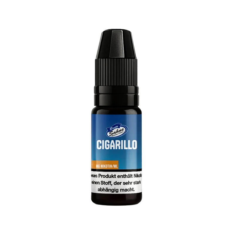 Erste Sahne Cigarillo 10ml Liquid, dunkelblaue Flasche mit orangefarbenem Etikett