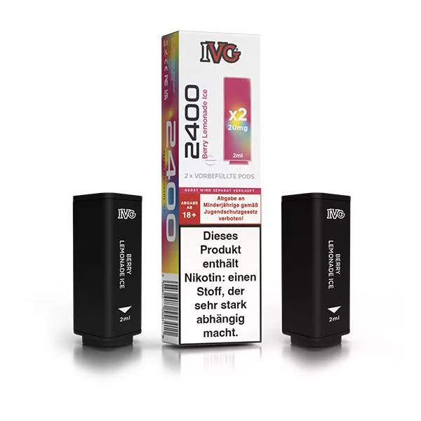 2x IVG 2400 4 Pod System Prefilled Pod - Berry Lemonade Ice 20mg/ml