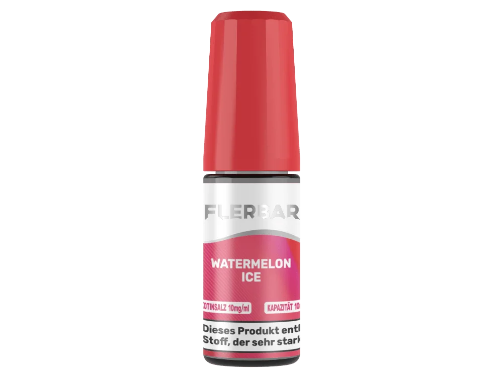 Flerbar Watermelon Ice 10ml Nikotinsalz-Liquid in roter Flasche, Vorderansicht