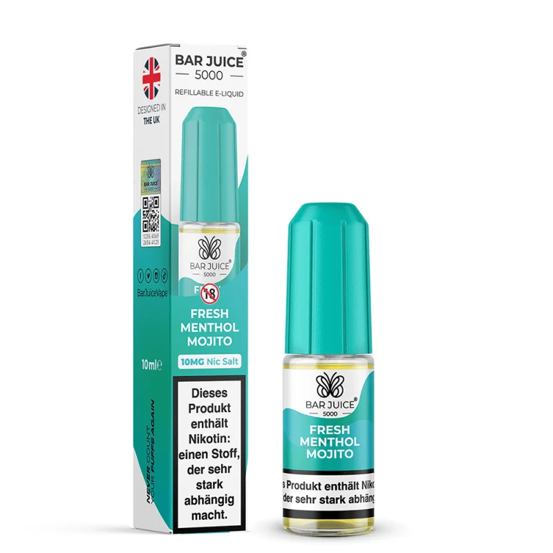 Bar Juice 5000 Fresh Menthol Mojito 10ml Nikotinsalz-Liquid – türkise Flasche mit Karton