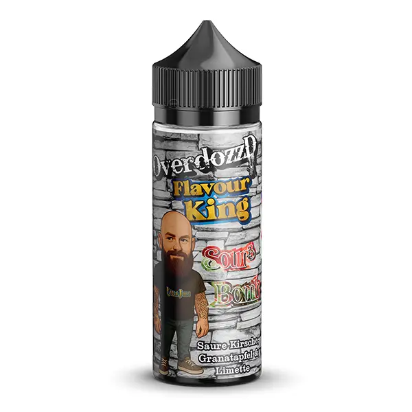 ladla-juice-overdozzd-sourbomb-aroma-2.jpg 60-ml-Flasche Lädla Juice OverdozzD Sour 3 Bomb Longfill, helles Etikett freistehend