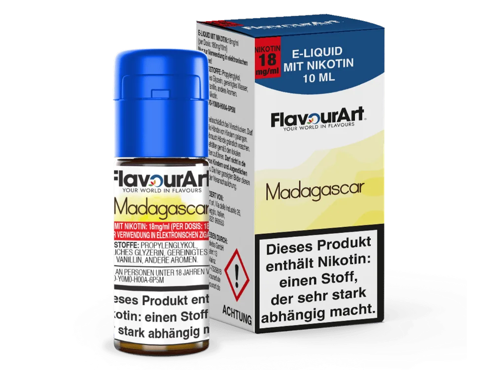 FlavourArt Madagascar 10ml Liquid – braun-goldene Flasche mit Schachtel, Tabak-Aroma