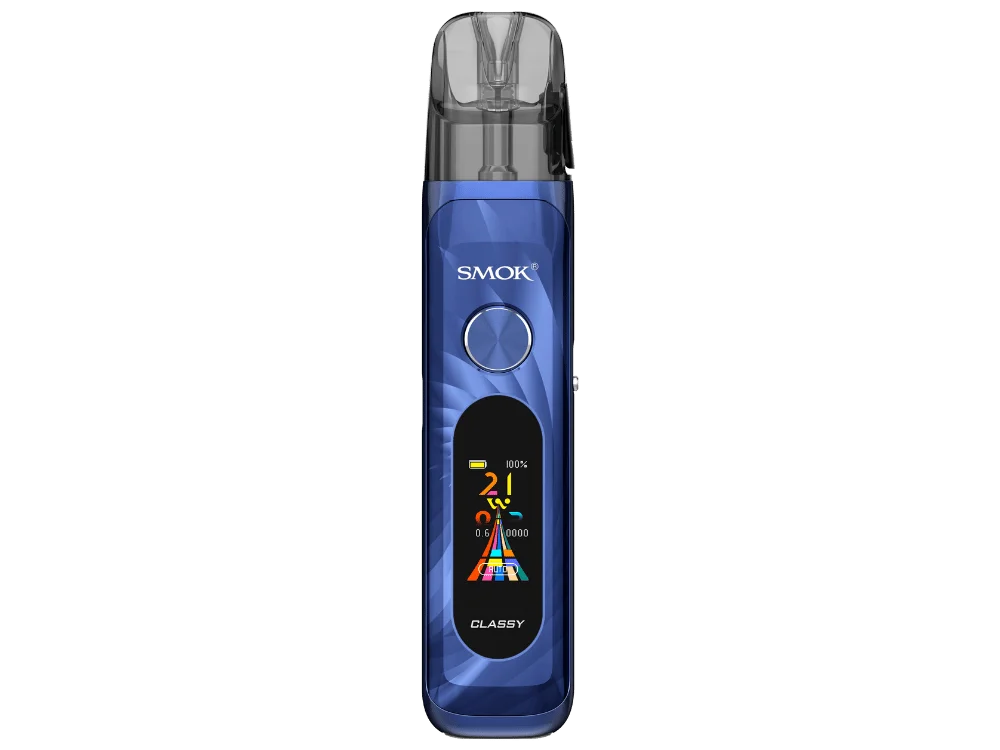 Smok Novo Classy Pod-System in Blau mit buntem Farbdisplay, Frontansicht