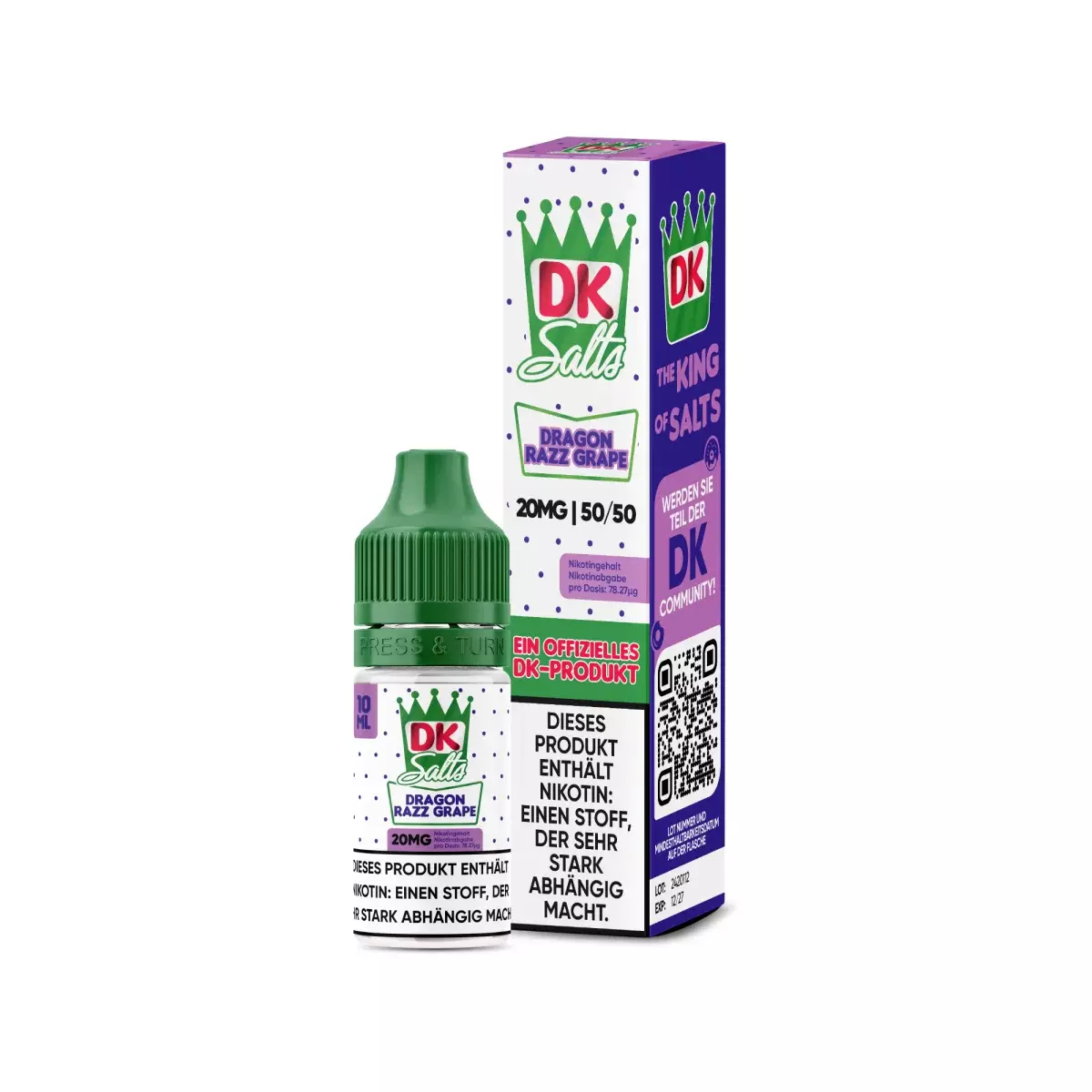 DK Salze - Dragon Razz Grape - 10ml Nikotinsalz-Liquid