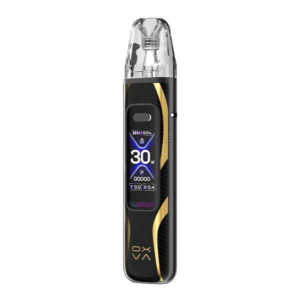 Oxva Xlim Pro 3 Kit in Schwarz-Gold mit Pod und Farbdisplay, Frontansicht