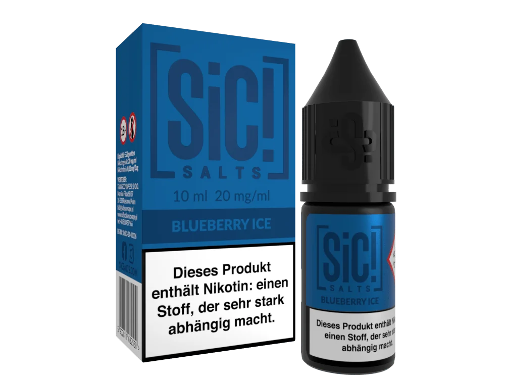 SiC! Salts Blueberry Ice 10ml Nikotinsalz-Liquid in blauer Verpackung mit Flasche, Doppelpack-Ansicht
