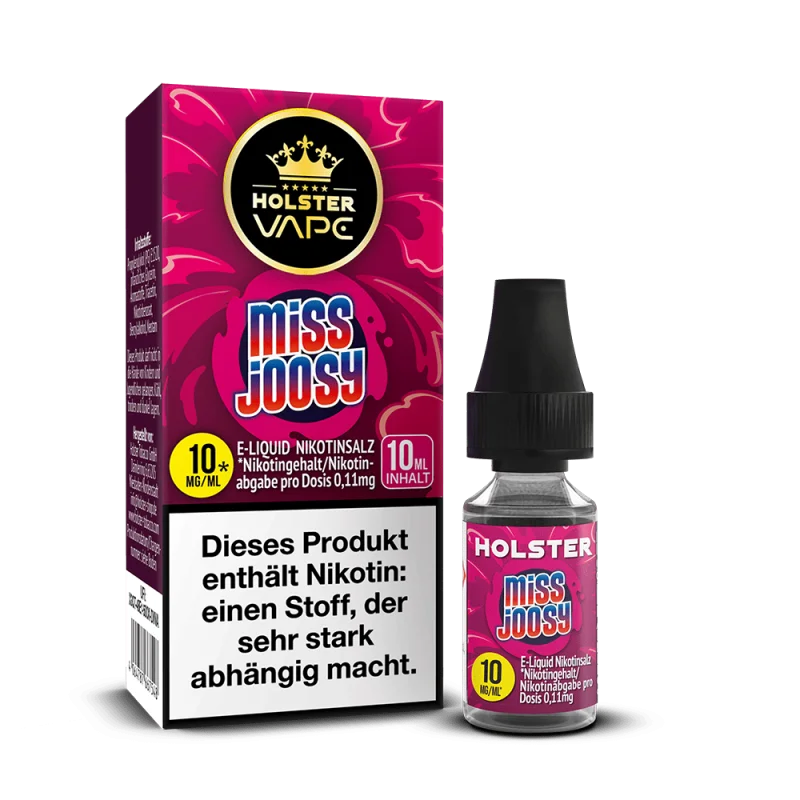 Holster Miss Joosy Nikotinsalz-Liquid 10ml in pinker Verpackung mit 10mg Nikotingehalt