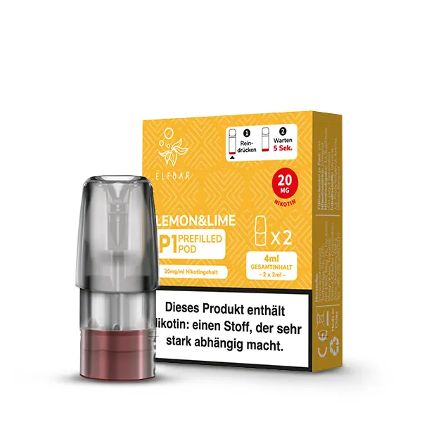 2x Elfbar MATE500 P1 Pod - Lemon & Lime 20mg/ml 2x Elfbar MATE500 P1 Pod - Lemon & Lime 20mg/ml