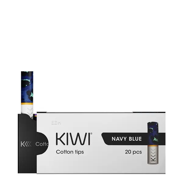 Kiwi Cotton Tips Navy Blue 20er-Pack – Packung mit blauem Filter-Mundstück