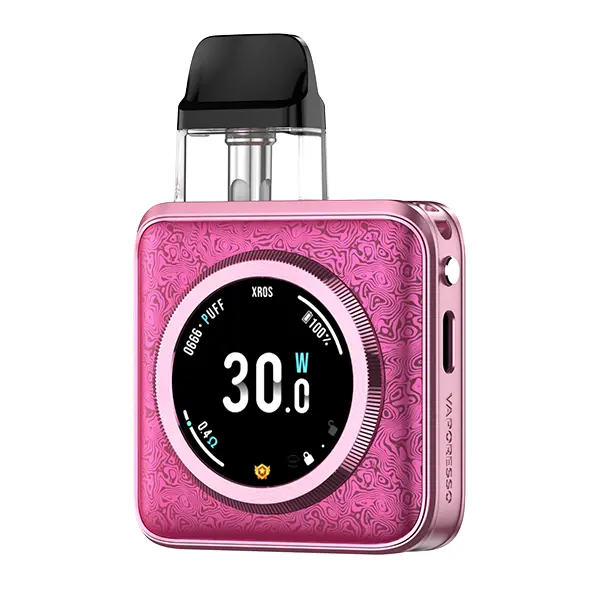 Vaporesso XROS 5 Nano Pod Kit in Pink mit rundem Display, 30W Leistungsanzeige, kompaktes Design