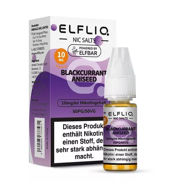 Elfliq Blackcurrant Aniseed - 10ml Nikotinsalz-Liquid Elfliq Blackcurrant Aniseed - 10ml Nikotinsalz-Liquid