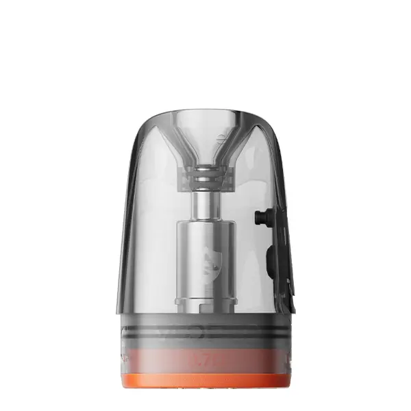 VooPoo Argus Multi Ohm Ersatz-Pod einzeln, transparentes Gehäuse mit orangefarbenem Boden und sichtbarer Coil