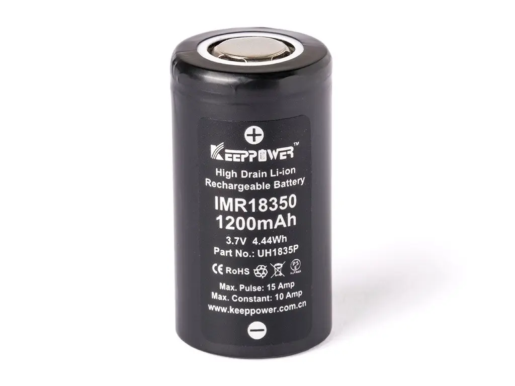 Keeppower IMR18350 - 1200mAh 10A (15A), 3,6V - 3,7V Li-Ionen-Akku