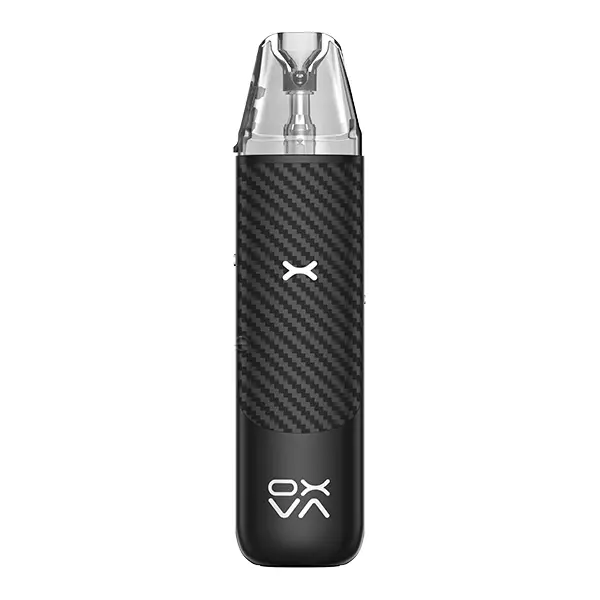 Oxva NeXlim Go Pod Kit in Schwarz mit Carbon-Optik, schlankes Pod-System seitliche Ansicht