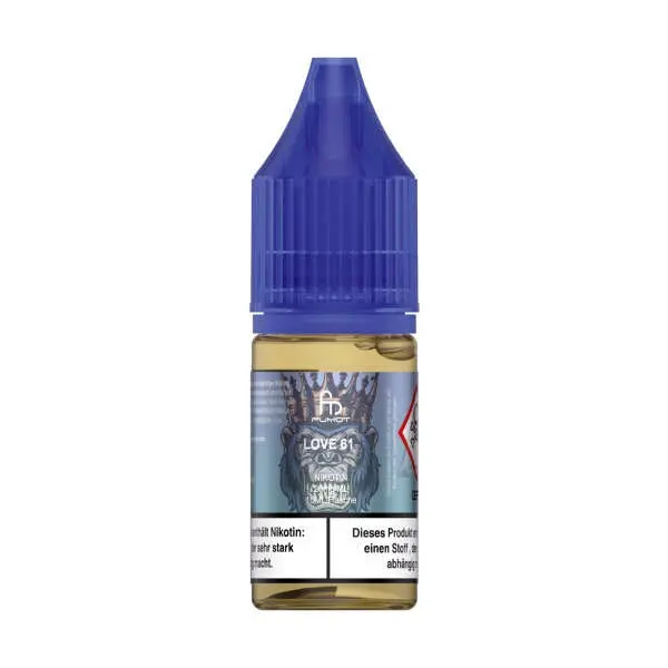 Fumot Love 61 10ml Nikotinsalz-Liquid von RandM, blaue Flasche mit blauem Deckel, Einzelansicht
