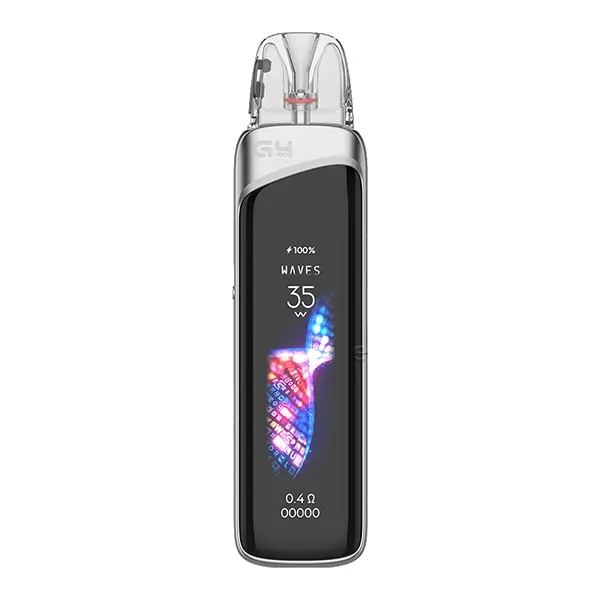 Uwell Caliburn G4 Pro Pod Kit in Schwarz mit OLED-Display und transparentem Pod, Frontansicht