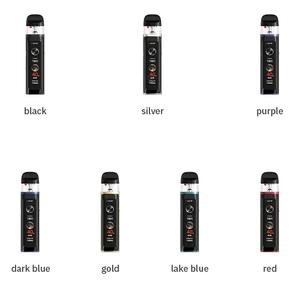 Smok Novo 6 Ultra Pod Kit in 7 Farbvarianten: Schwarz, Silber, Lila, Dunkelblau, Gold, Hellblau und Rot