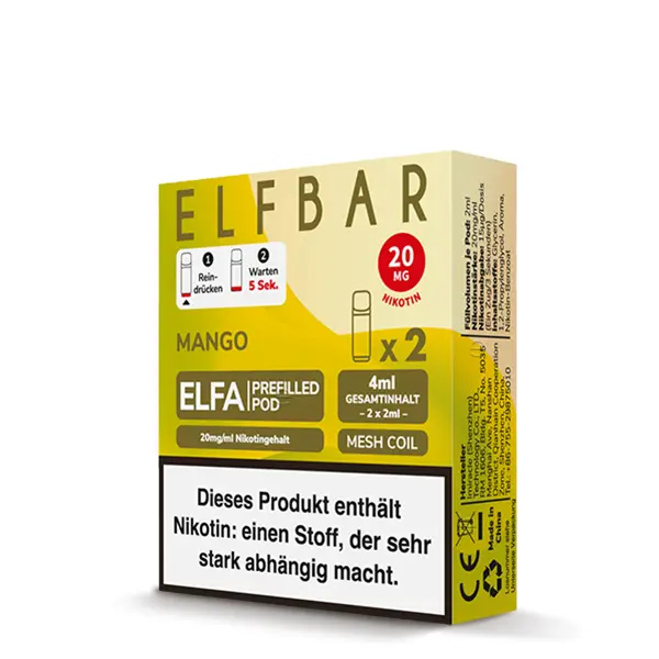 2x Elfbar Elfa Prefilled Pod - Mango 20mg/ml